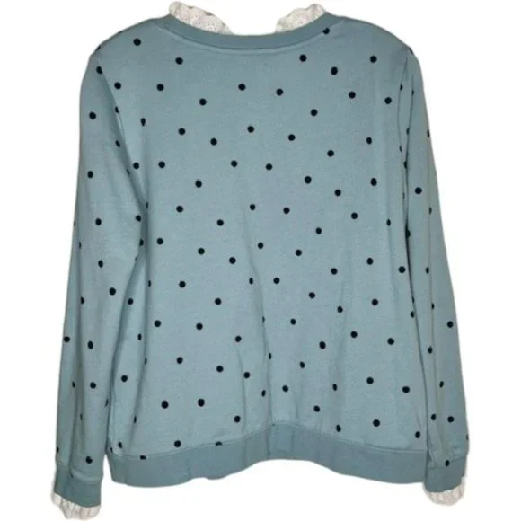 Boden Light Blue Polka Dot Sweatshirt - Picture 5 of 9